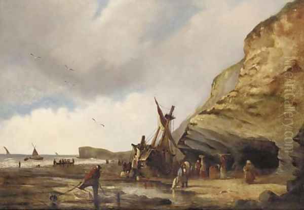 Unloading the catch Oil Painting by George Chambers