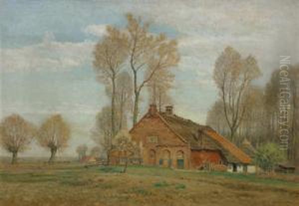 Farm Yard Oil Painting by Thomas Leitner