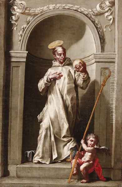 Saint Bruno, in a niche Oil Painting by Giacomo Cestaro