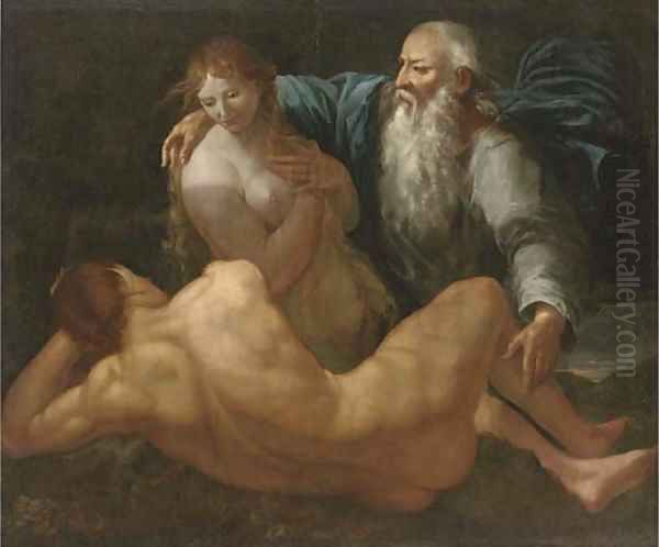 The Creation of Adam and Eve Oil Painting by Giulio Carpioni