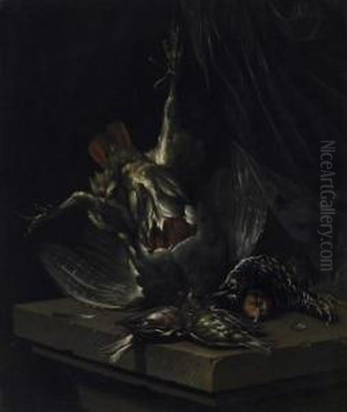 Still Life With Slain Songbirds. Signed And Dated Bottom Right: C. Lelienbergh F. 166 Oil Painting by Cornelis van Lelienbergh