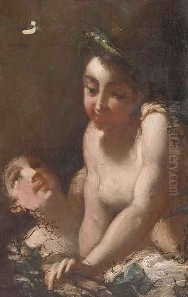 A Bacchante Oil Painting by Giulio Carpioni