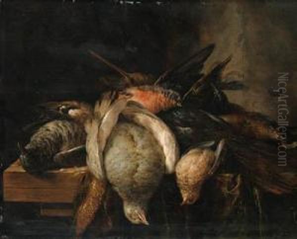 Dead Birds On A Ledge Oil Painting by Cornelis van Lelienbergh