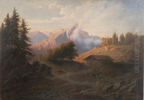 Paesaggio Montano Con Armenti Oil Painting by Giovan Battista Lelli