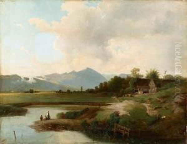 Paesaggio Lacustre Oil Painting by Giovan Battista Lelli