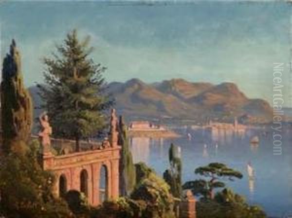 Ville Sul Lago Maggiore Oil Painting by Giovan Battista Lelli