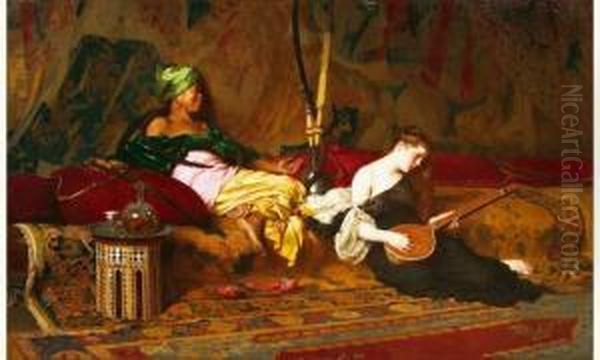 Le Concert Au Harem . Oil Painting by Alexandre Louis Leloir