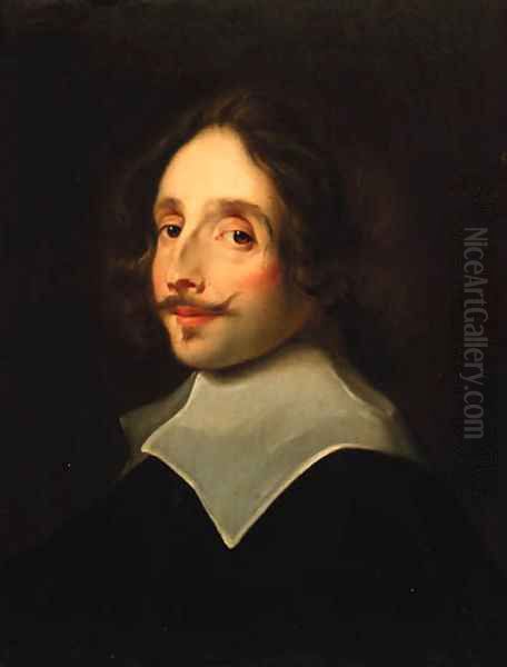 Portrait of a gentleman, head and shoulders in a black doublet with a lawn collar Oil Painting by Jan Cossiers