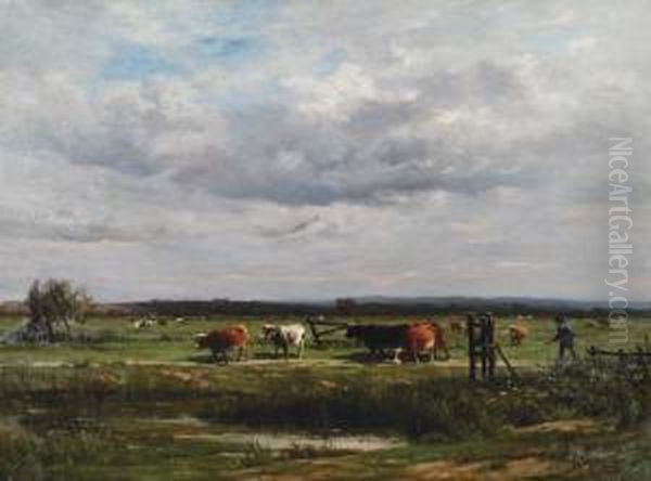 Vaches Au Paturage Oil Painting by Louis Marie Lemaire