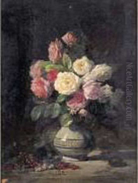 Bouquet De Roses Oil Painting by Louis Marie Lemaire