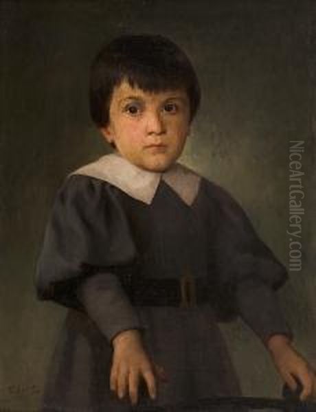 Portrait Of A Boy Oil Painting by Polychronis Lembessis