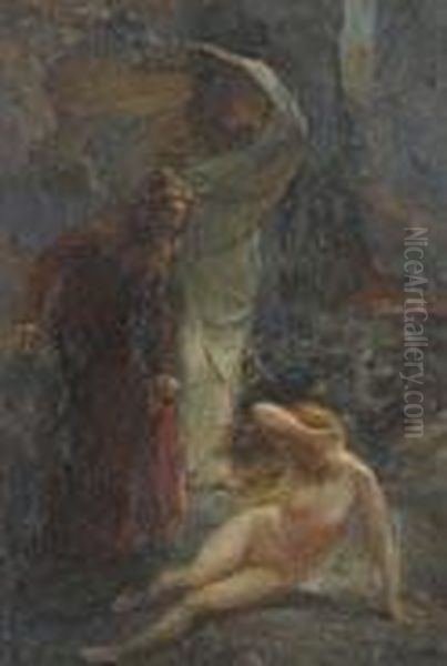 Dante E Virgilio Oil Painting by Basile Lemeunier