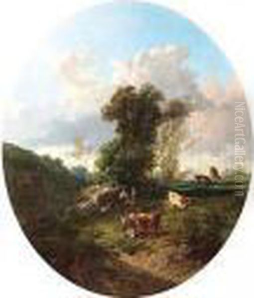 Pastoral Scene Oil Painting by Theophile Victor Emile Lemmens