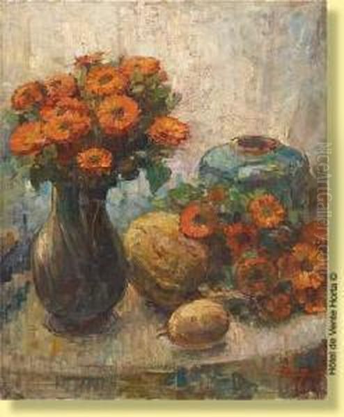 Gueridon Fleuri Oil Painting by Georges Lemmers