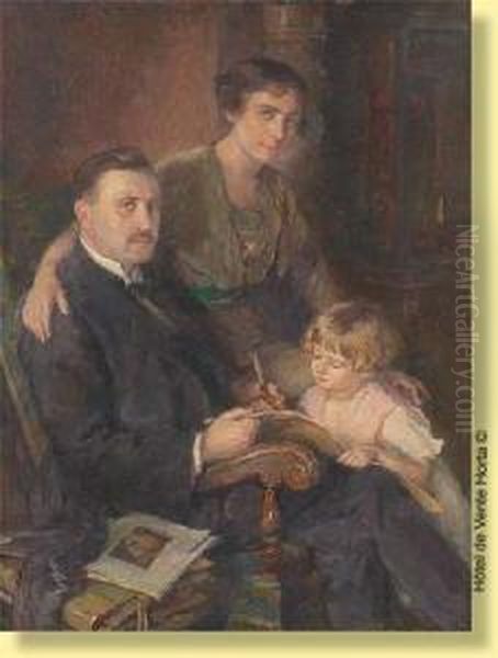 Portrait D'une Famille Oil Painting by Georges Lemmers