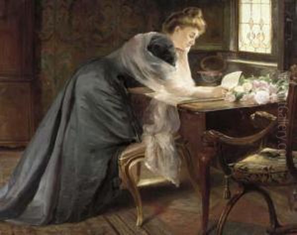 The Love Letter Oil Painting by Georges Lemmers