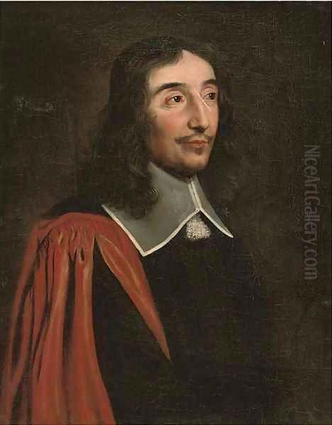 Portrait of a gentleman, bust-length, in a red gown Oil Painting by Philippe de Champaigne