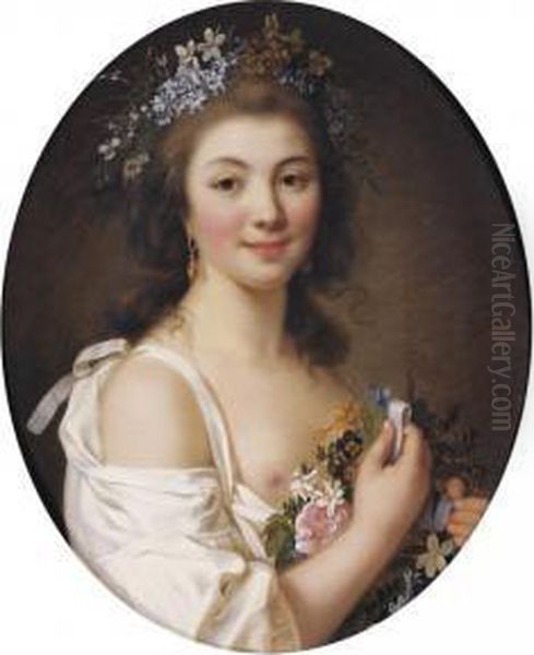 Portrait Of Madame De Genlis Oil Painting by Marie-Victoire Lemoine