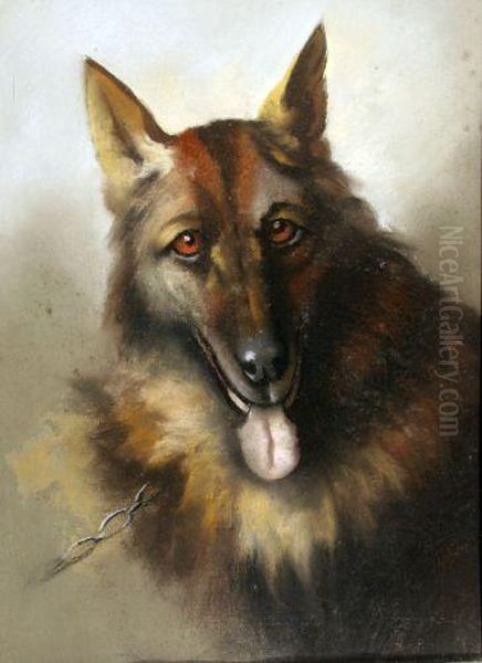 Cane Lupo Oil Painting by Marino Lenci