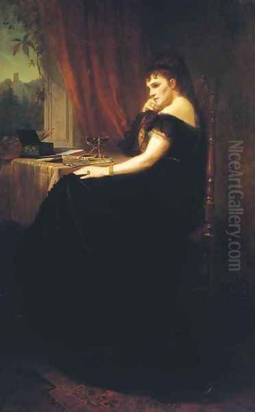 Portrait of Countesse Stollberg zu Stollberg (1827-1904) Oil Painting by August Cesar