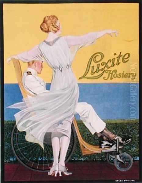 Advertisement for Luxite Hosiery Oil Painting by C. Coles Phillips