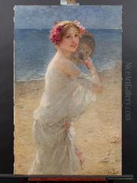 Fanciulla Sulla Riva Del Mare Oil Painting by Charles Amable Lenoir