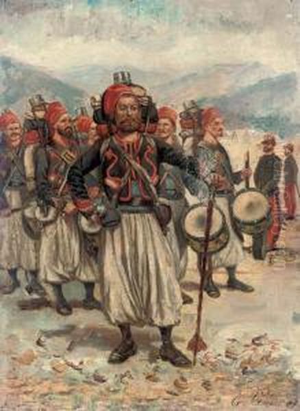 North African Troops Oil Painting by Charles Amable Lenoir