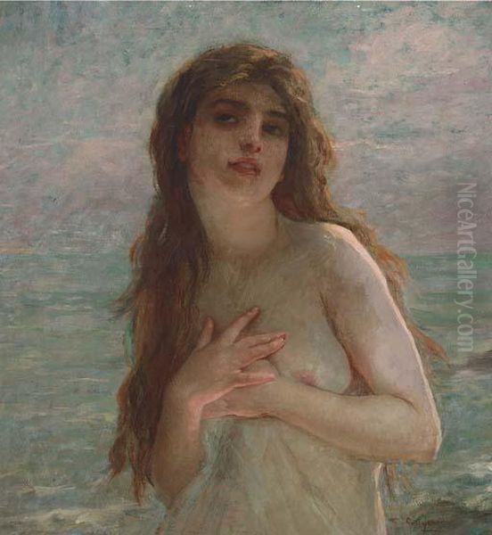 A Maiden On The Shore Oil Painting by Charles Amable Lenoir