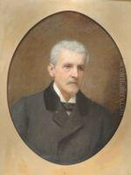 Portrait Ofa Gentleman, Bust Length, Wearing A Black Jacket Oil Painting by Charles Amable Lenoir