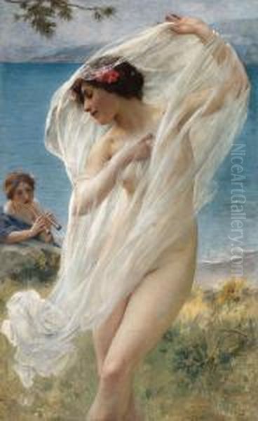 A Dance By The Sea Oil Painting by Charles Amable Lenoir