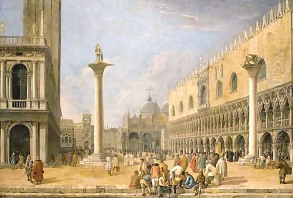 The Piazzetta, Venice, looking towards the Piazza San Marco Oil Painting by Luca Carlevarijs