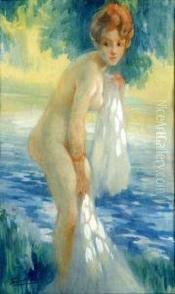 La Baigneuse Oil Painting by Jules Lentrein