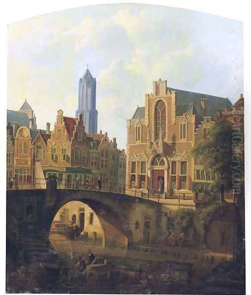 A capriccio view of Utrecht Oil Painting by Reinier Craeyvanger