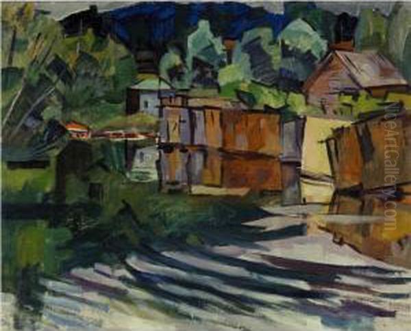 Lakeside Oil Painting by Aristarkh Vasilievic Lentulov