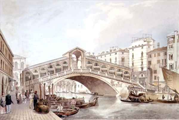 The Ponte di Rialto Venice Oil Painting by Cecchini, Giovanni Battista