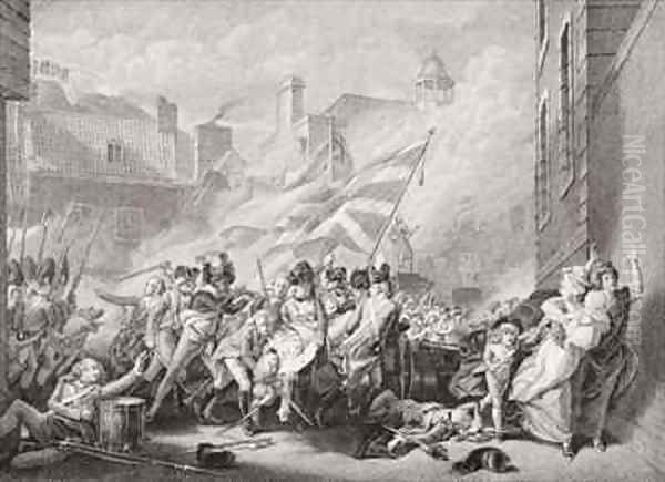 The death of Major Peirson at St Helier retaking Jersey from the French Oil Painting by John Singleton Copley