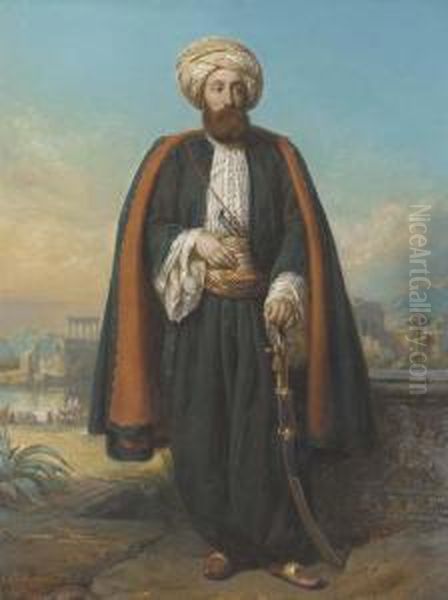 Colonel George Fergusson Henry, Honorary Bey At The Sultan'scourt Oil Painting by Francois Gabriel G. Lepaulle