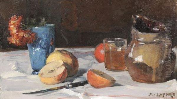 Nature Morte Aux Pommes Oil Painting by Auguste Lepere