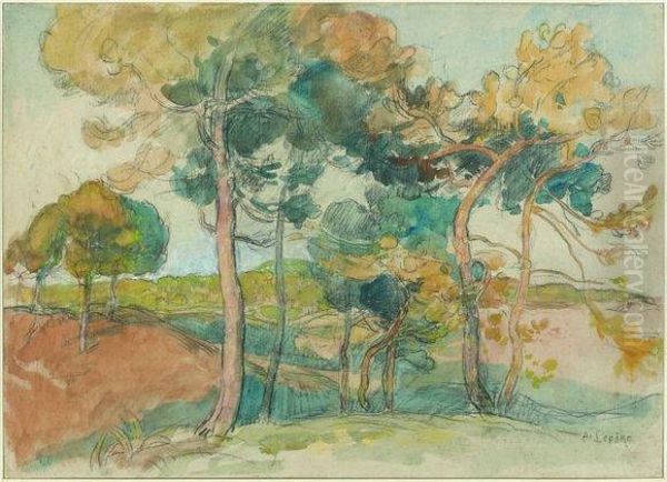 Paysage Aux Arbres. Oil Painting by Auguste Lepere