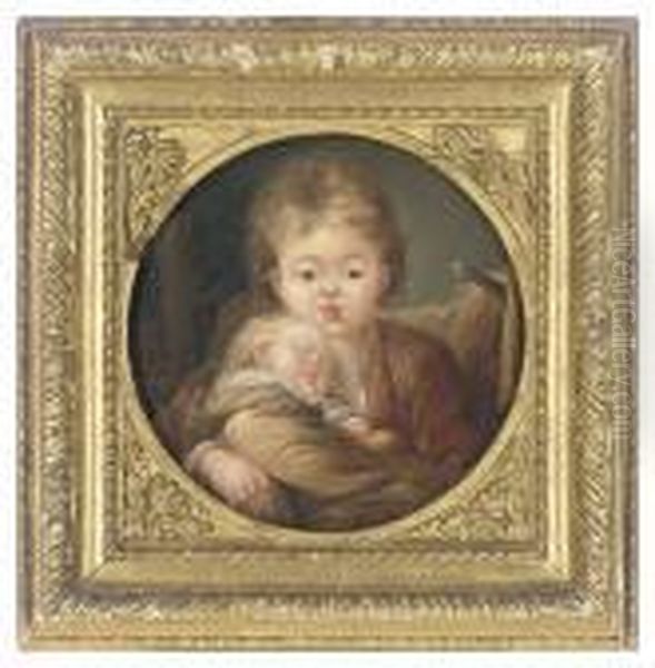 Portrait Of A Child, Holding A Baby Oil Painting by Francois-Bernard Lepicie