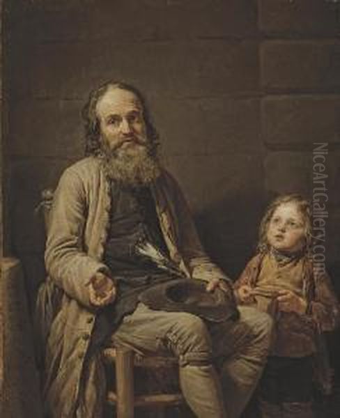 Le Vieux Mendiant Et L'enfant Oil Painting by Francois-Bernard Lepicie