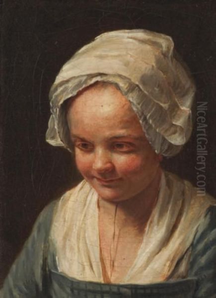 Portrait De Jeune Fille A La Coiffe Oil Painting by Francois-Bernard Lepicie