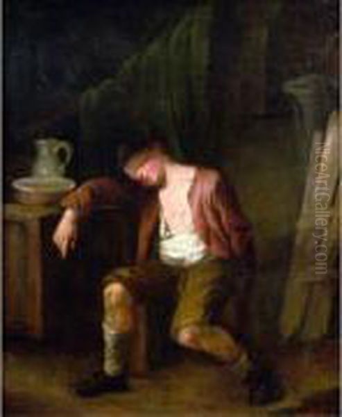 Enfant Dormant Oil Painting by Francois-Bernard Lepicie