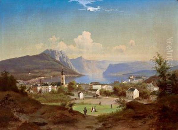 Blick Auf Gmunden Am Traunsee Oil Painting by Ferdinand Lepie