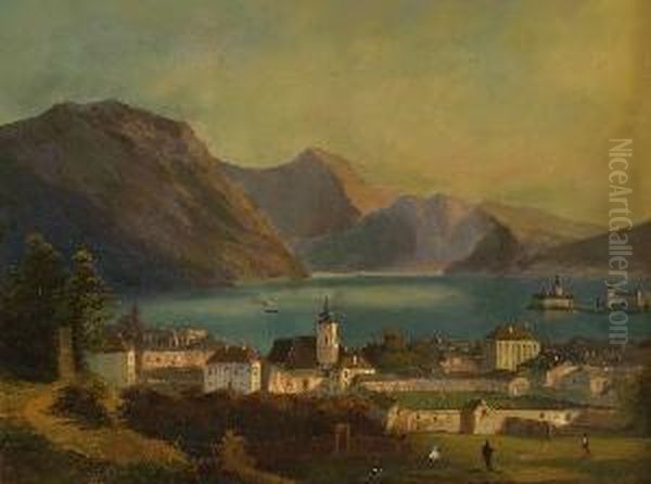 Gmunden Am Traunsee. Oil Painting by Ferdinand Lepie