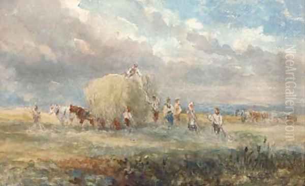 Harvesters loading the hay wagon Oil Painting by David Cox