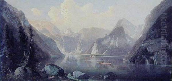 Jezioro W Wysokich Alpach Oil Painting by Ferdinand Lepie