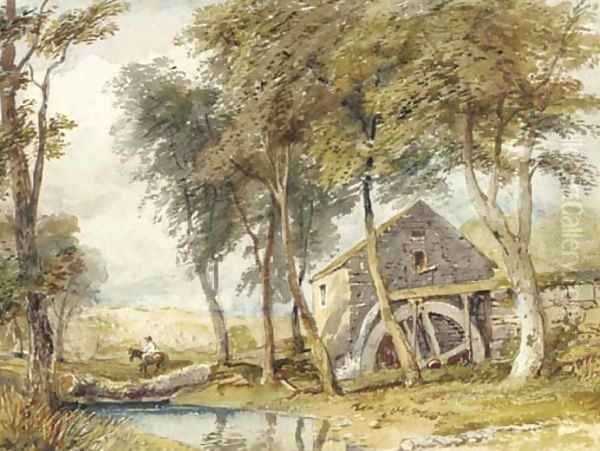 Riding past the watermill Oil Painting by David Cox