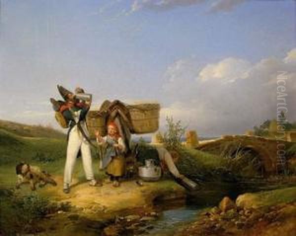 La Soif Du Sapeur.. Oil Painting by Auguste-Xavier Leprince