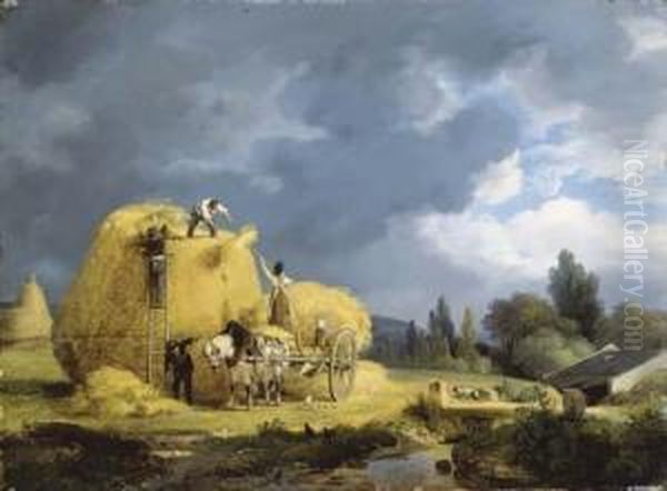 La Moisson Oil Painting by Auguste-Xavier Leprince